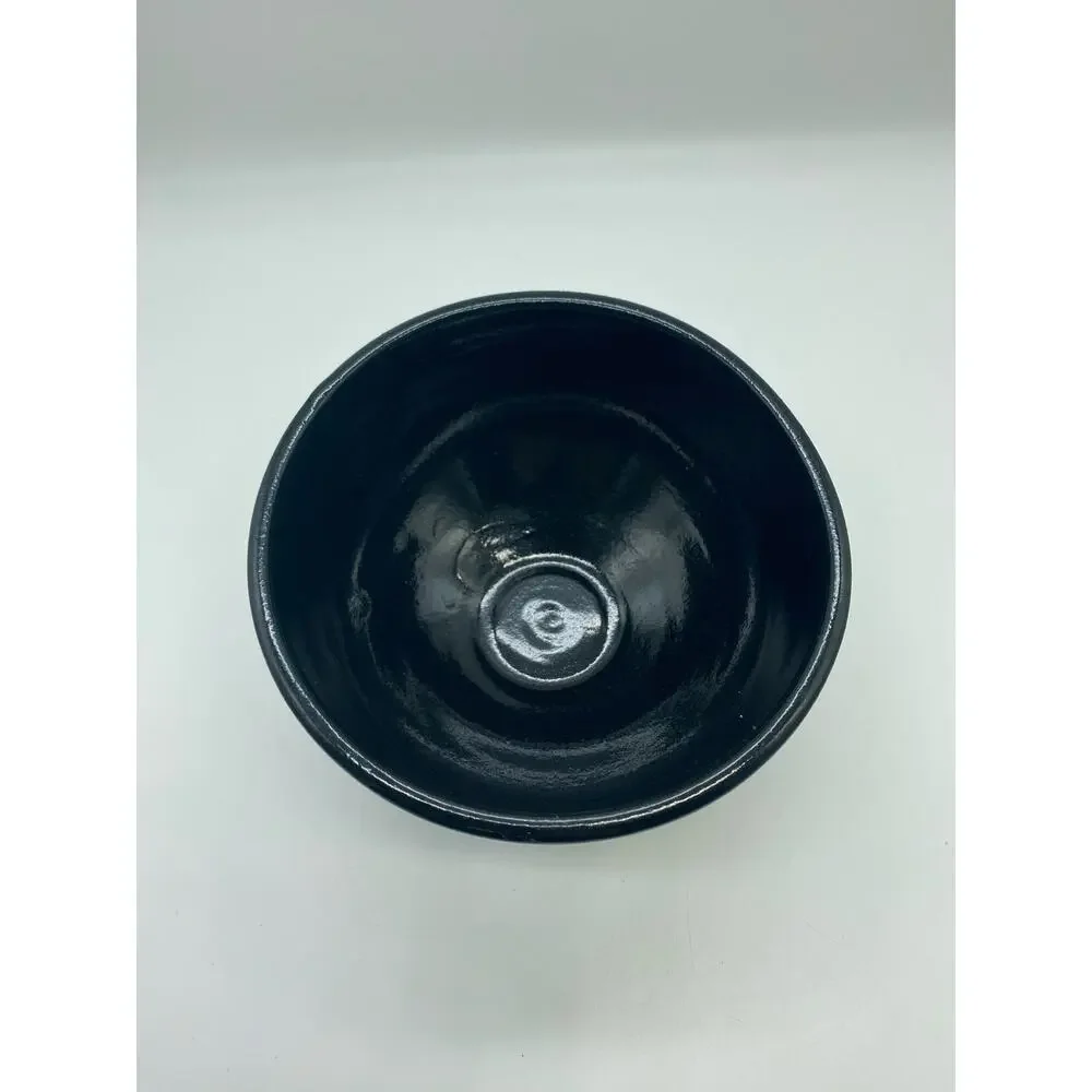 Studio‎ pottery Handmade Small black bowl signed